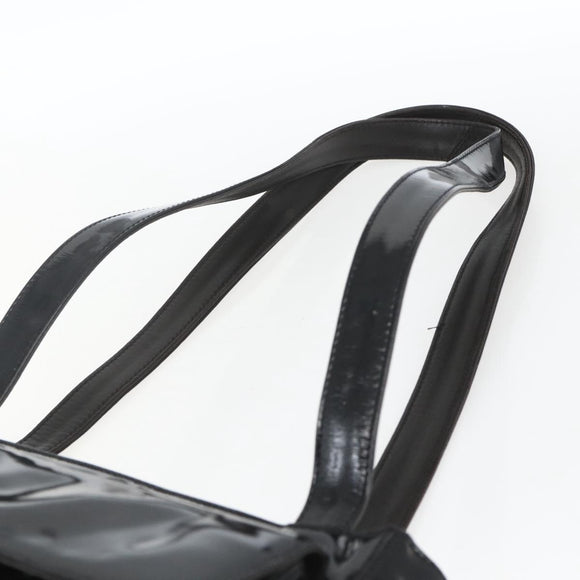 CHANEL COCO Mark Shoulder Bag Patent leather Black Silver CC Auth yk14331