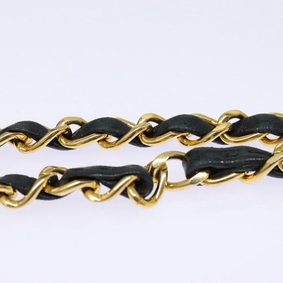 CHANEL Matelasse Turn Lock Chain Hand Bag Lamb Skin Black Gold CC Auth yk14333A
