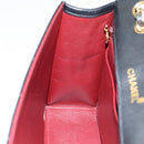 CHANEL Matelasse Turn Lock Chain Hand Bag Lamb Skin Black Gold CC Auth yk14333A-20