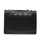 CHANEL Matelasse Turn Lock Chain Hand Bag Lamb Skin Black Gold CC Auth yk14333A-2