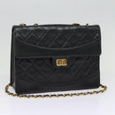 CHANEL Matelasse Turn Lock Chain Hand Bag Lamb Skin Black Gold CC Auth yk14333A-13