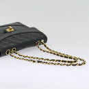 CHANEL Matelasse Turn Lock Chain Hand Bag Lamb Skin Black Gold CC Auth yk14333A-7