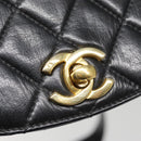 CHANEL Matelasse Turn Lock Waist bag Leather Black Gold CC Auth yk14337-20
