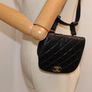 CHANEL Matelasse Turn Lock Waist bag Leather Black Gold CC Auth yk14337-27