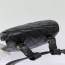 CHANEL Matelasse Turn Lock Waist bag Leather Black Gold CC Auth yk14337-6