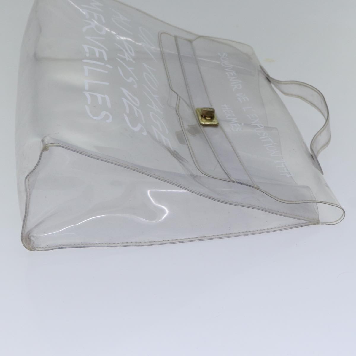 HERMES Vinyl Kelly Hand Bag Vinyl Clear Auth yk14339