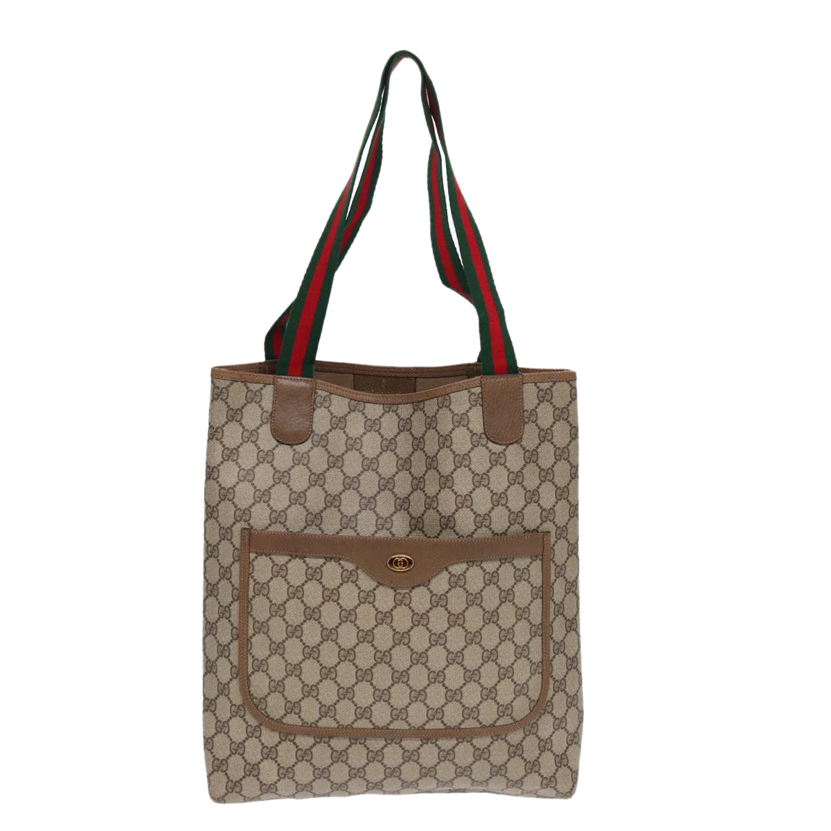 GUCCI GG Supreme Web Sherry Line Tote Bag PVC Beige Red 39 02 003 Auth yk14357