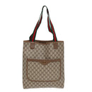 GUCCI GG Supreme Web Sherry Line Tote Bag PVC Beige Red 39 02 003 Auth yk14357-13