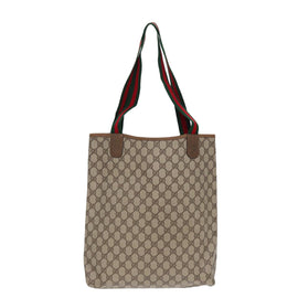 GUCCI GG Supreme Web Sherry Line Tote Bag PVC Beige Red 39 02 003 Auth yk14357 - 0