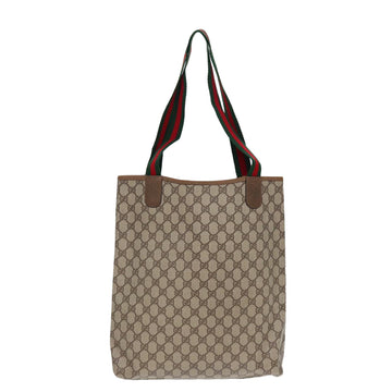 GUCCI GG Supreme Web Sherry Line Tote Bag PVC Beige Red 39 02 003 Auth yk14357 - 0