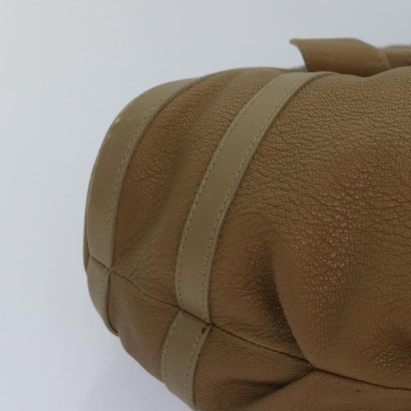 BVLGARI Hand Bag Leather Beige Gold Auth yk14360