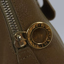 BVLGARI Hand Bag Leather Beige Gold Auth yk14360-9