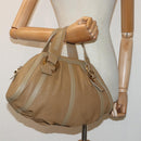 BVLGARI Hand Bag Leather Beige Gold Auth yk14360-22