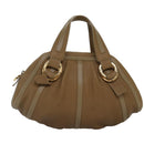 BVLGARI Hand Bag Leather Beige Gold Auth yk14360-13