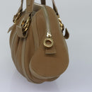 BVLGARI Hand Bag Leather Beige Gold Auth yk14360-3