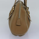 BVLGARI Hand Bag Leather Beige Gold Auth yk14360-4