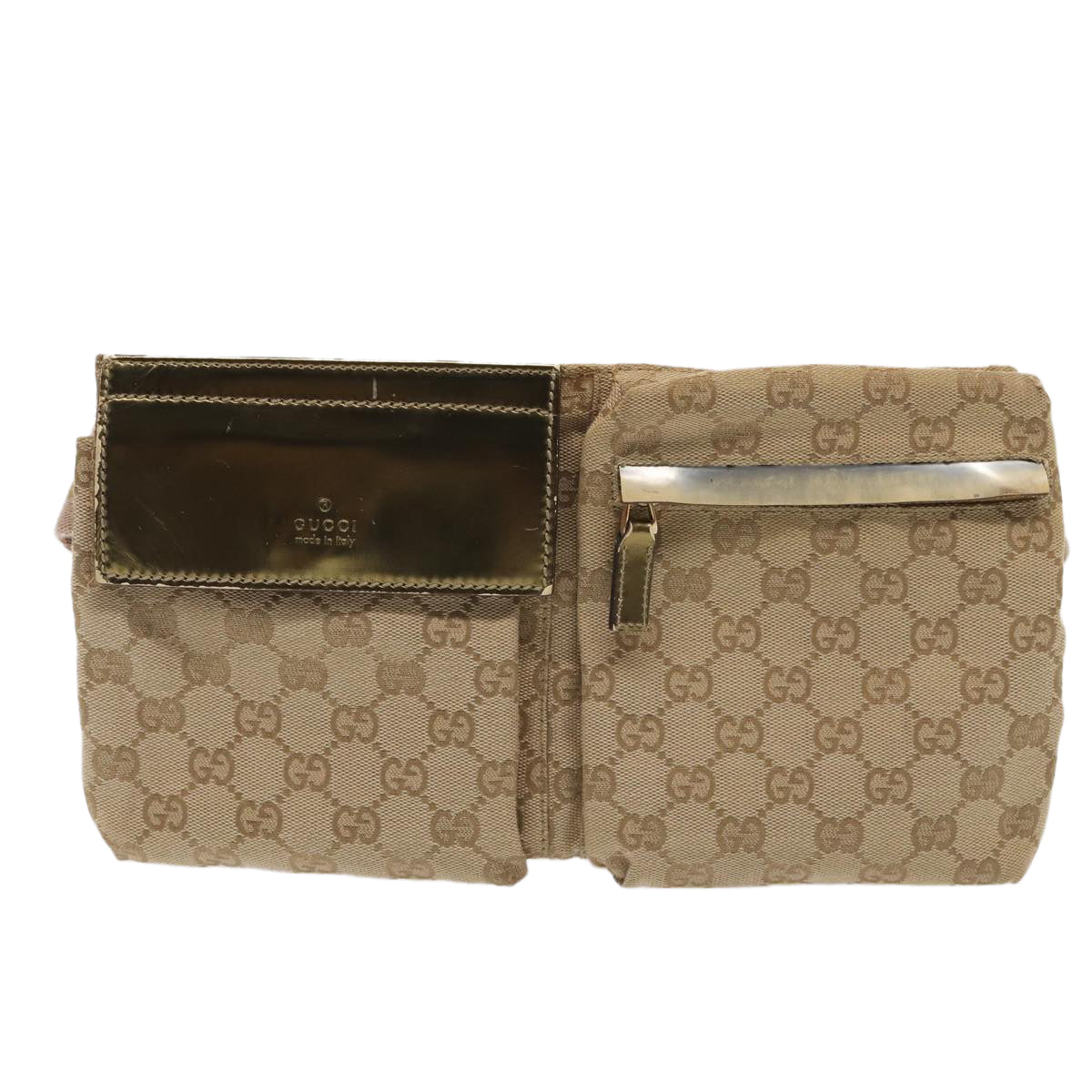 GUCCI GG Canvas Sherry Line Waist bag Beige Brown gold 28566 Auth yk14366 - 0