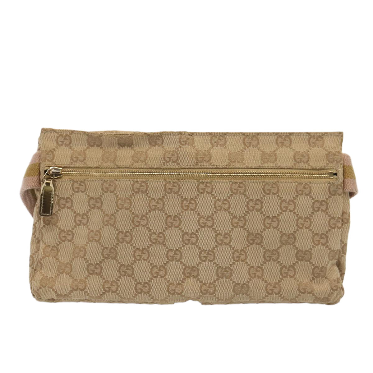 GUCCI GG Canvas Sherry Line Waist bag Beige Brown gold 28566 Auth yk14366