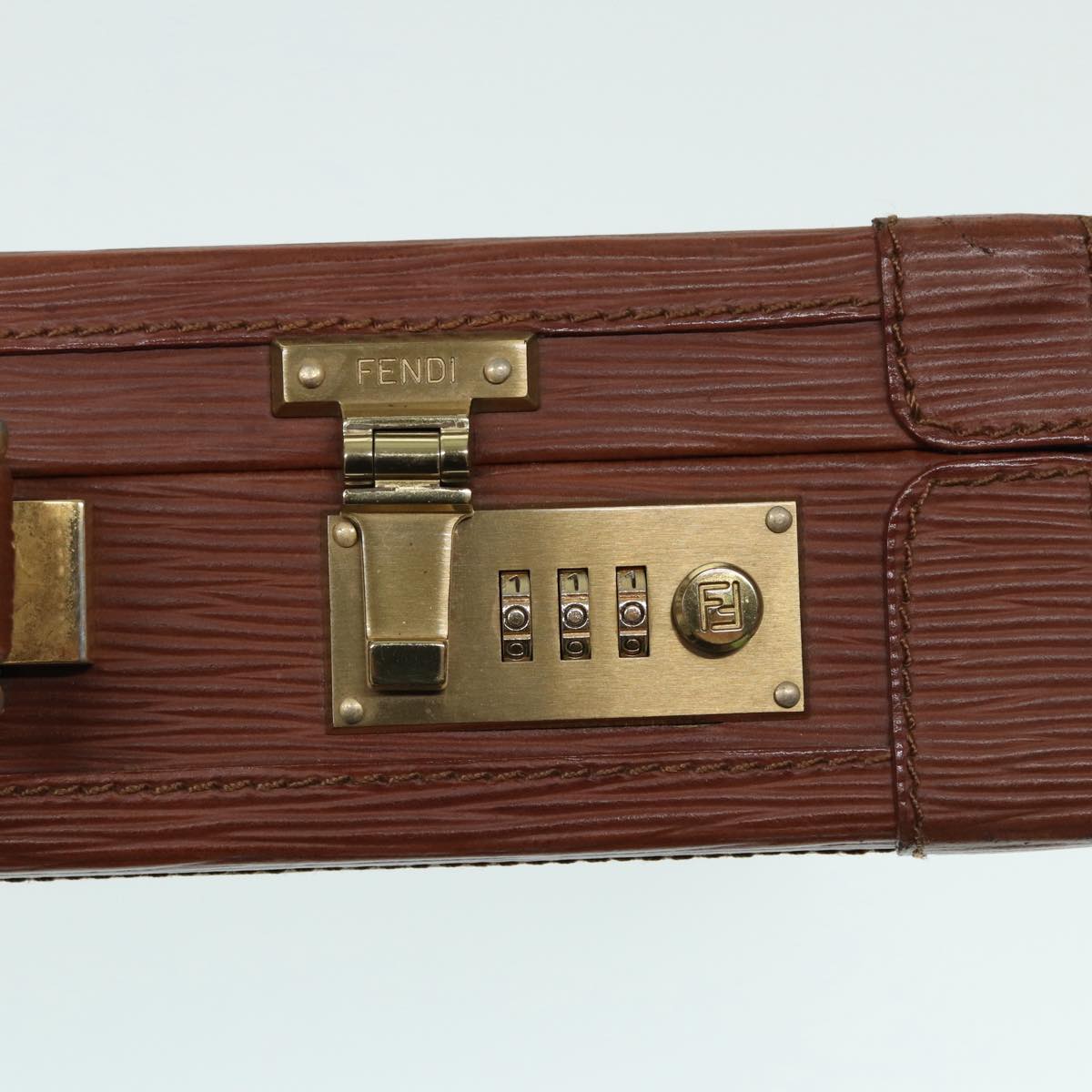 FENDI Business Bag Leather Brown Auth yk14372