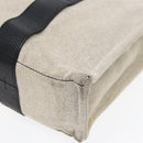 HERMES Sacane MM Tote Bag Canvas Leather White Black Silver Auth yk14380-16