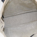 HERMES Sacane MM Tote Bag Canvas Leather White Black Silver Auth yk14380-10