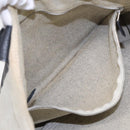 HERMES Sacane MM Tote Bag Canvas Leather White Black Silver Auth yk14380-12