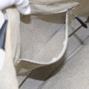 HERMES Sacane MM Tote Bag Canvas Leather White Black Silver Auth yk14380-18