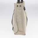 HERMES Sacane MM Tote Bag Canvas Leather White Black Silver Auth yk14380-3