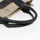 HERMES Sacane MM Tote Bag Canvas Leather White Black Silver Auth yk14380-7