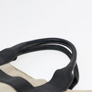 HERMES Sacane MM Tote Bag Canvas Leather White Black Silver Auth yk14380-8