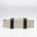 HERMES Sacane MM Tote Bag Canvas Leather White Black Silver Auth yk14380-5