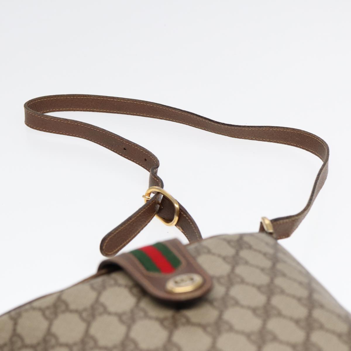 GUCCI GG Supreme Web Sherry Line Shoulder Bag PVC Beige 40 02 081 Auth yk14383