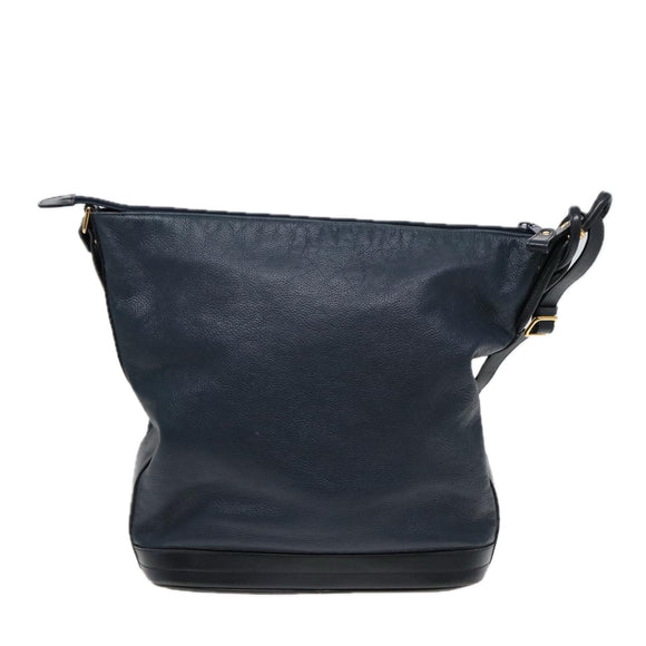 GUCCI Shoulder Bag Leather Navy Gold 001 090 0729 Auth yk14384
