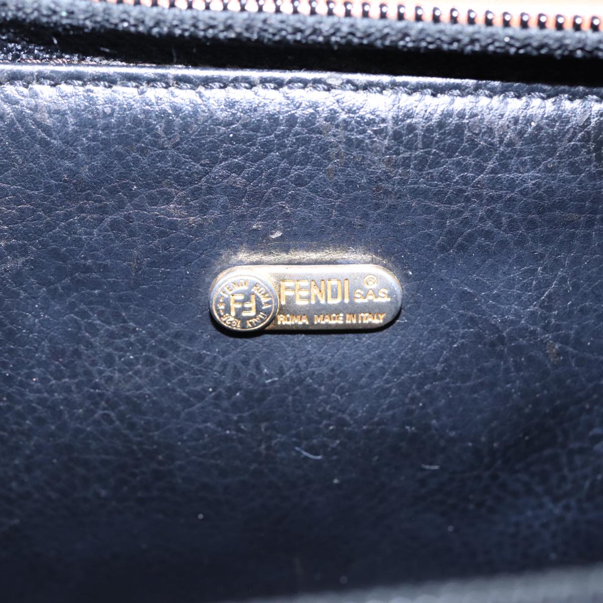 FENDI Pecan Canvas Mini Hand Bag Brown Black gold Auth yk14400