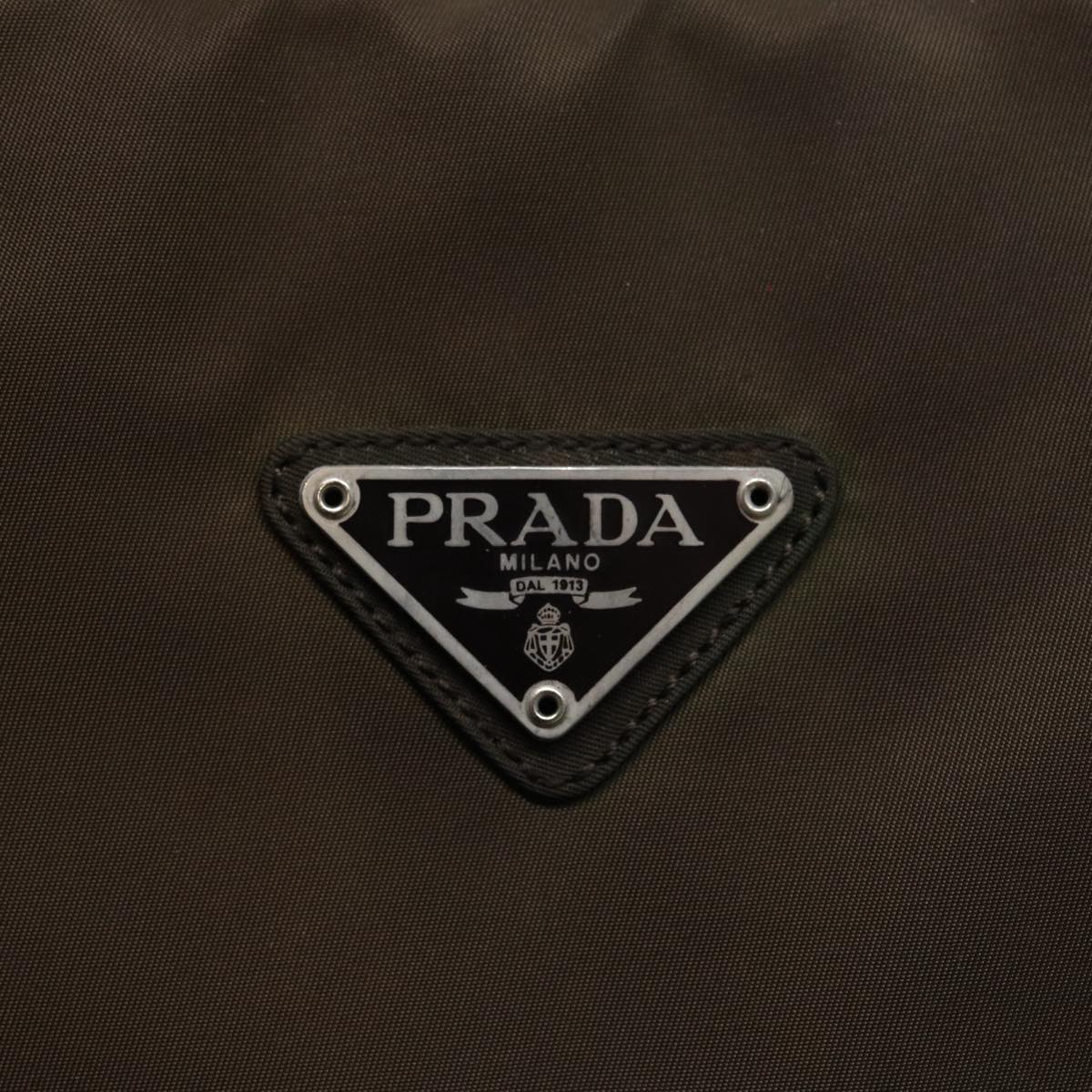 PRADA Hand Bag Nylon Brown Silver Auth yk14423