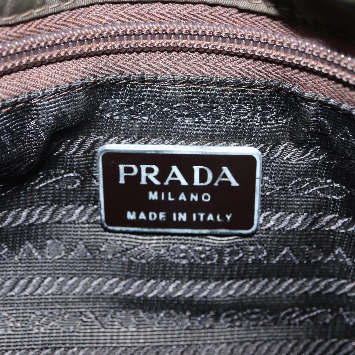 PRADA Hand Bag Nylon Brown Silver Auth yk14423