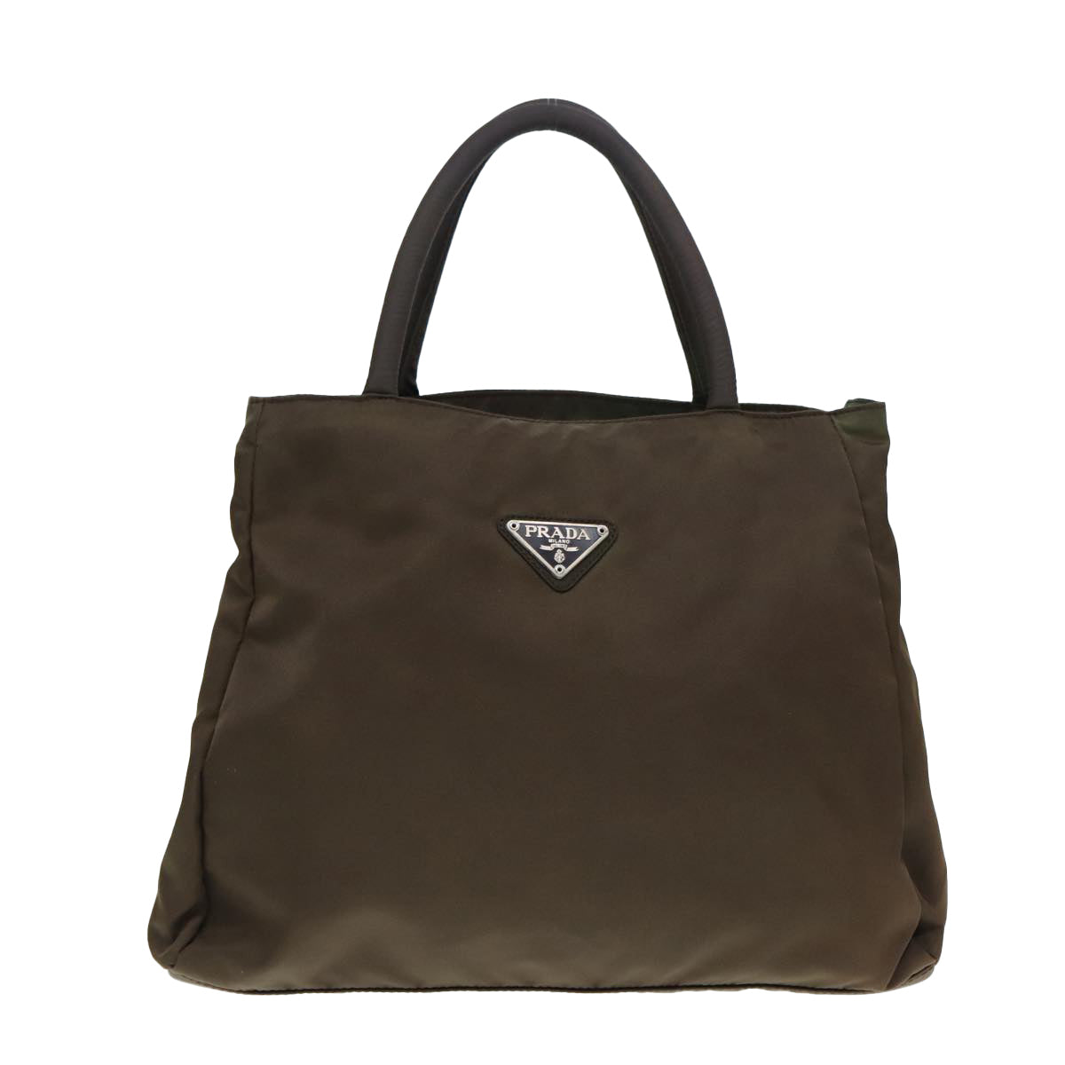 PRADA Hand Bag Nylon Brown Silver Auth yk14423