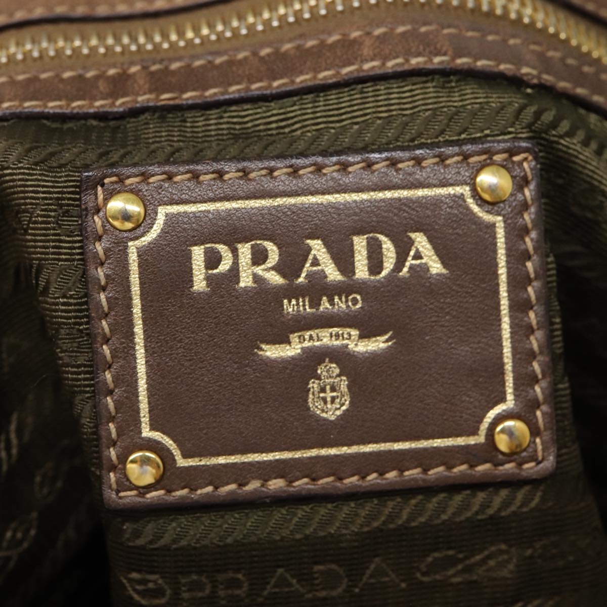 PRADA Tote Bag Nylon Gold Brown Auth yk14427