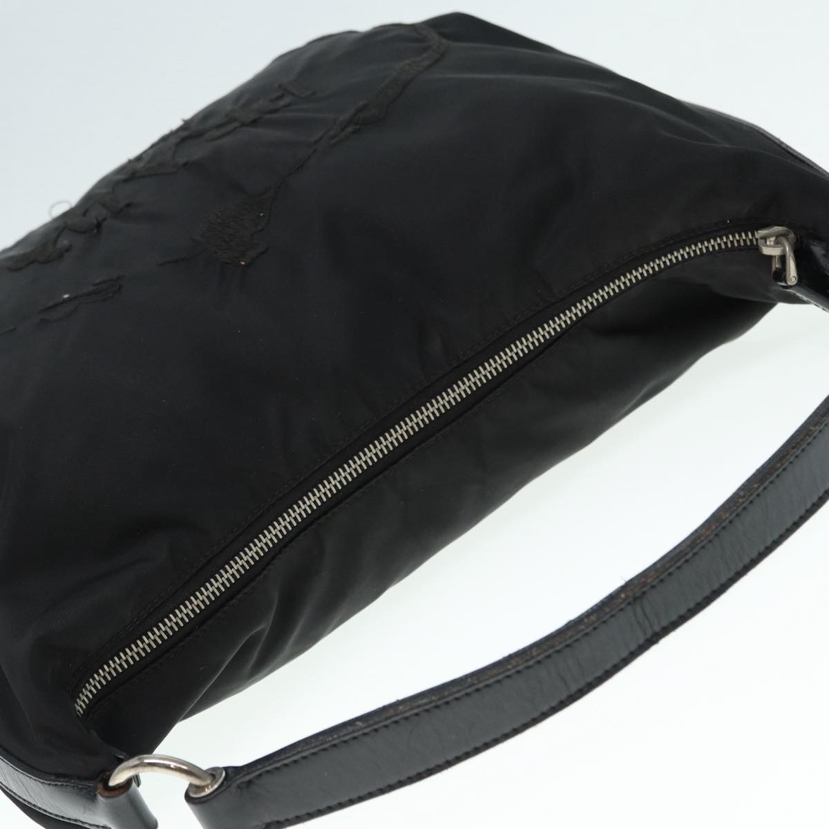 PRADA Shoulder Bag Nylon Black Silver Auth yk14428