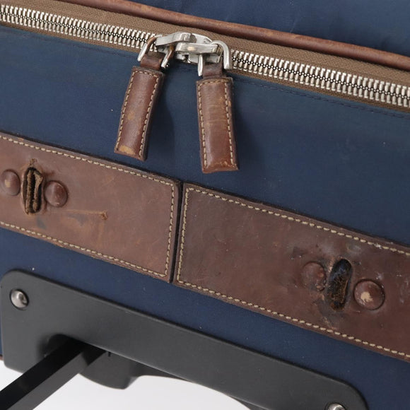 PRADA Suitcase Nylon Leather Navy Brown Auth yk14443