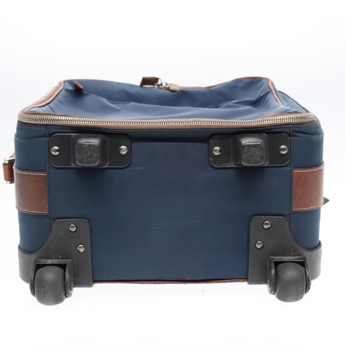 PRADA Suitcase Nylon Leather Navy Brown Auth yk14443