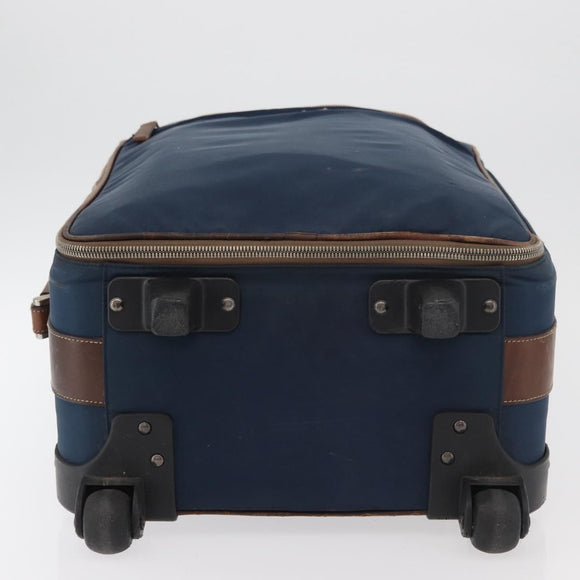 PRADA Suitcase Nylon Leather Navy Brown Auth yk14443