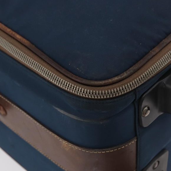 PRADA Suitcase Nylon Leather Navy Brown Auth yk14443