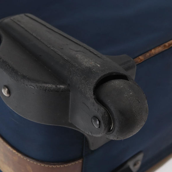 PRADA Suitcase Nylon Leather Navy Brown Auth yk14443