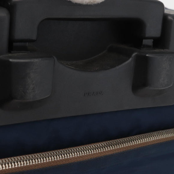 PRADA Suitcase Nylon Leather Navy Brown Auth yk14443