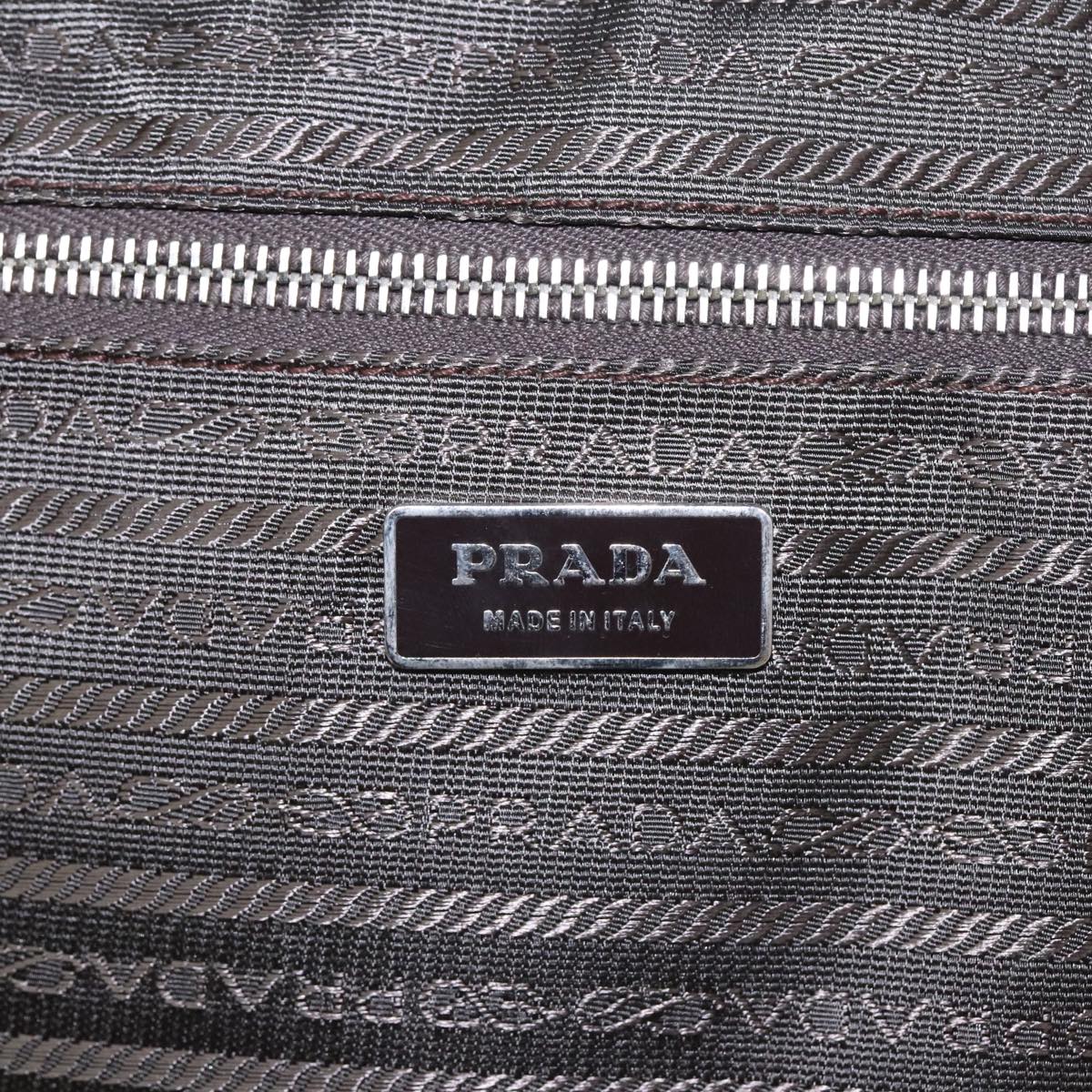 PRADA Suitcase Nylon Leather Navy Brown Auth yk14443