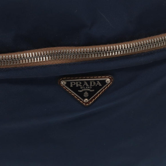 PRADA Suitcase Nylon Leather Navy Brown Auth yk14443