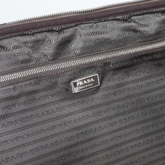 PRADA Suitcase Nylon Leather Navy Brown Auth yk14443