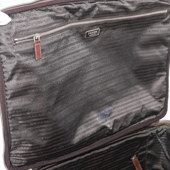 PRADA Suitcase Nylon Leather Navy Brown Auth yk14443