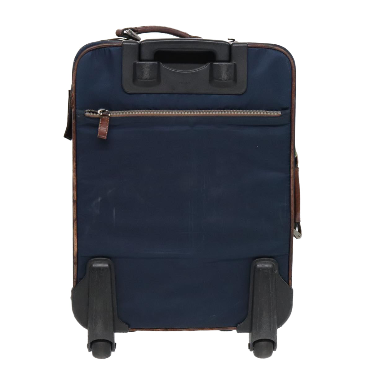 PRADA Suitcase Nylon Leather Navy Brown Auth yk14443 - 0